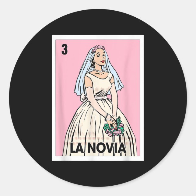 La Novia Mexican Bingo Card The Bride Wedding Bach Classic Round Sticker (Front)