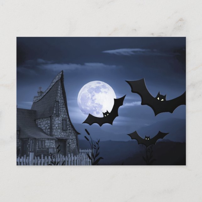 La nuit d'Halloween effrayante avec carte postale  (Devant)