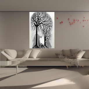 La nuit et les arbres   AI Art Poster