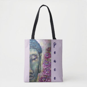 La paix Bouddha coloré font face au sac