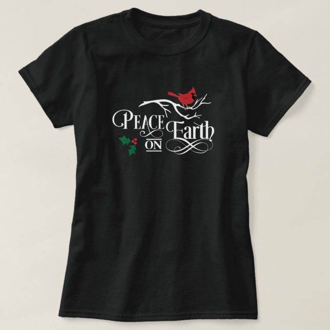 La Paix sur Terre à Noël mignonne T-shirt féminin (Design devant)