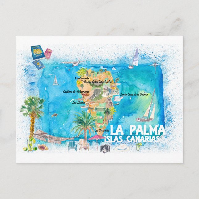 La Palma Islas Canaria Carte de voyage (Devant)