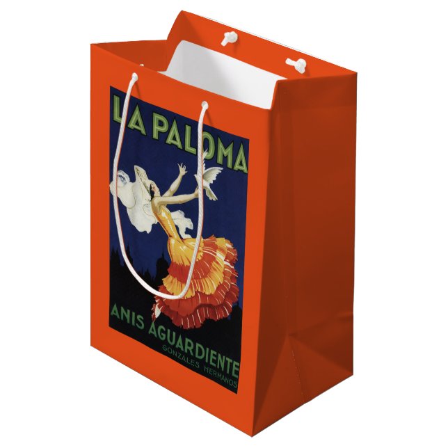 La Paloma - Anis Aguardiente Promotional Medium Gift Bag (Front Angled)