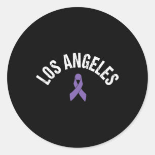 LA Pancreatic Cancer LA Los Angeles Awareness Purp Classic Round Sticker