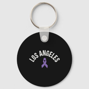 LA Pancreatic Cancer LA Los Angeles Awareness Purp Keychain