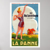 La Panne Belgique Poster vintage 1926