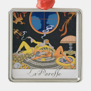 La Paresse, 1924 (pochoir print) Metal Ornament