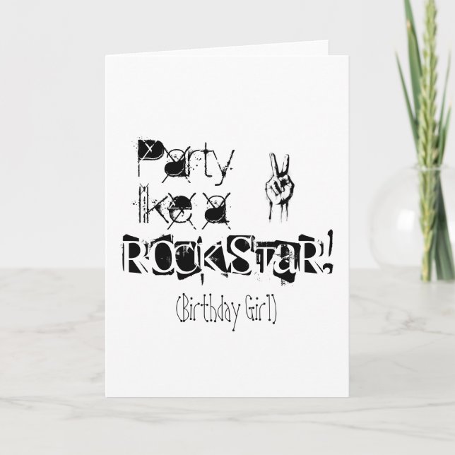 La partie aiment une carte d'anniversaire rockstar (Devant)