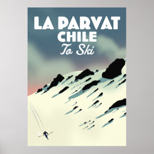 La Parvat Chile retro ski art. Poster