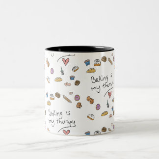 La pâtisserie est ma thérapie, mug illustré