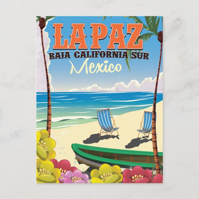 La Paz Baja California Sur Mexico travel poster Postcard (Front)