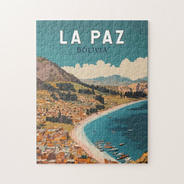 La Paz Bolivia Illustration Travel Art Vintage Jigsaw Puzzle (Vertical)