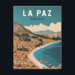 La Paz Bolivia Illustration Travel Art Vintage Postcard<br><div class="desc">La Paz retro vector travel design. La Paz,  the highest capital city in the world,  is a vibrant Andean metropolis known for its stunning mountain views,  colourful markets,  and unique cable car system.</div>