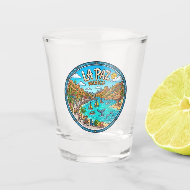 La Paz Mexico Shot Glass (Front)
