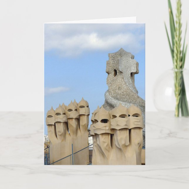 La Pedrera Chimney Pots, Barcelona, Spain  -  Card (Front)