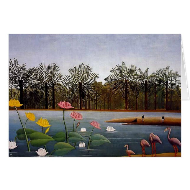 La peinture naïve de Henri Rousseau "Les Flamants  (Devant horizontal)