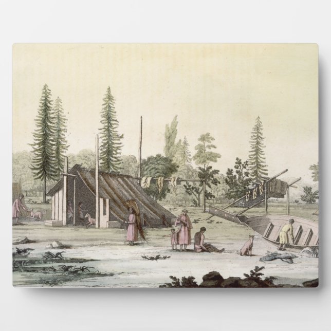 La Perouse at Port Francesci (colour engraving) Plaque (Front)