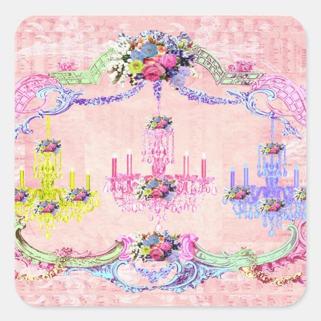 La Petite Chandelier Square Sticker (Front)