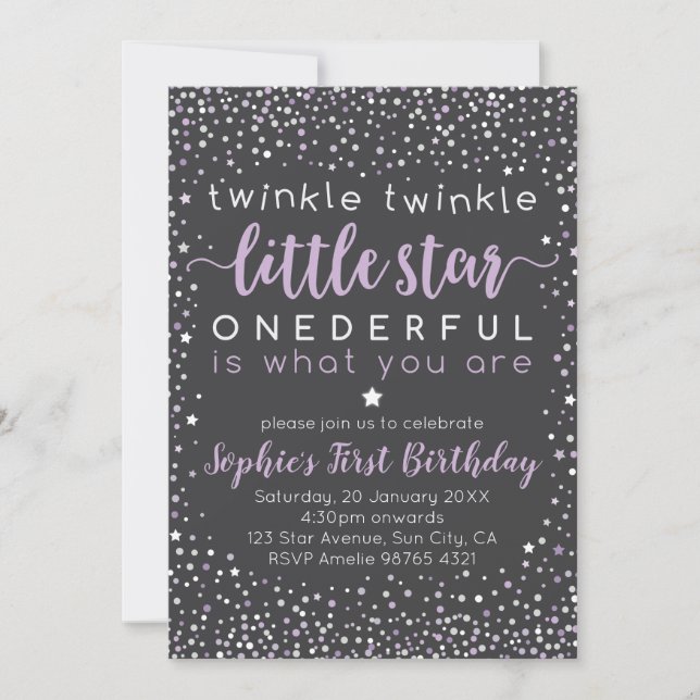 La Petite Étoile| Invitation pour le premier anniv (Devant)