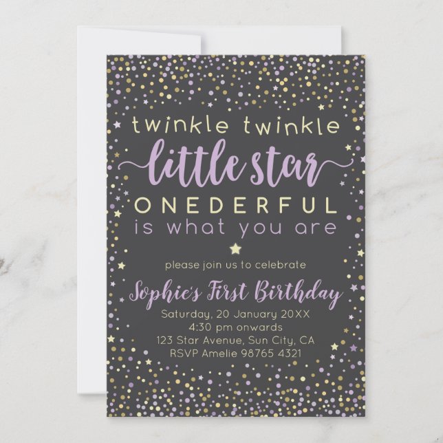 La Petite Étoile| Invitation pour le premier anniv (Devant)