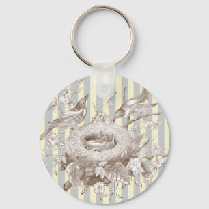 La Petite Famille on blue and cream background Keychain