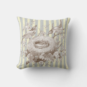 La Petite Famille on blue and cream Throw Pillow