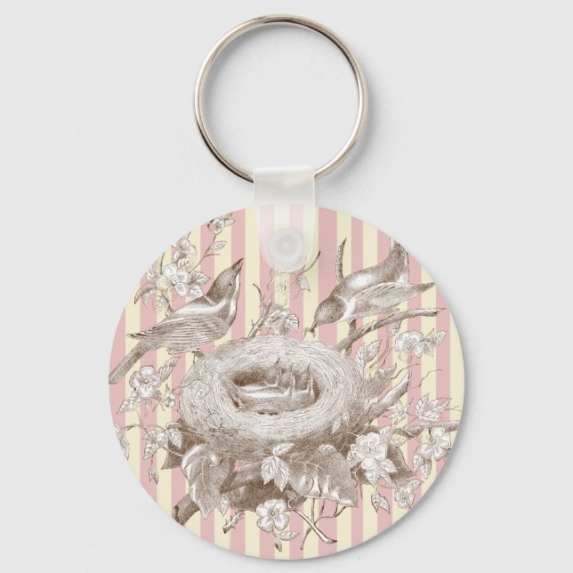 La Petite Famille on pink and cream background Keychain (Front)