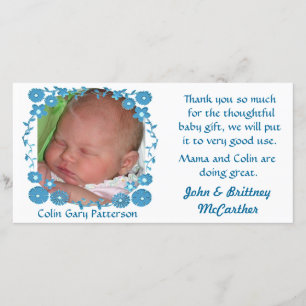 La photo de bébé vous remercient des cartes