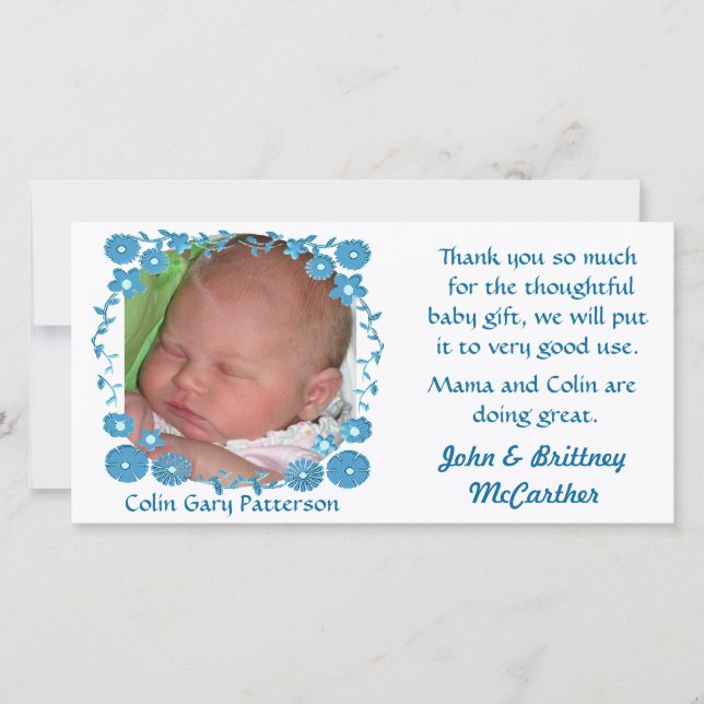 La photo de bébé vous remercient des cartes (Devant)