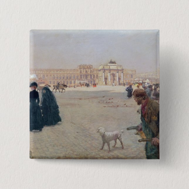 La Place du Carrousel, Paris 2 Inch Square Button (Front)