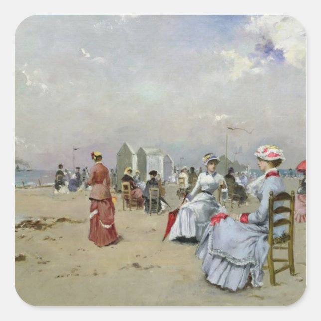 La Plage de Trouville Square Sticker (Front)