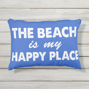 La plage est mon coussin extérieur bleu d'endroit