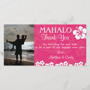La plage rose fleurit le carte photo de Merci