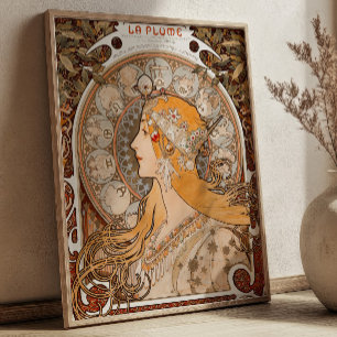 La Plume by Alfonse Mucha Vintage Art Nouveau Poster