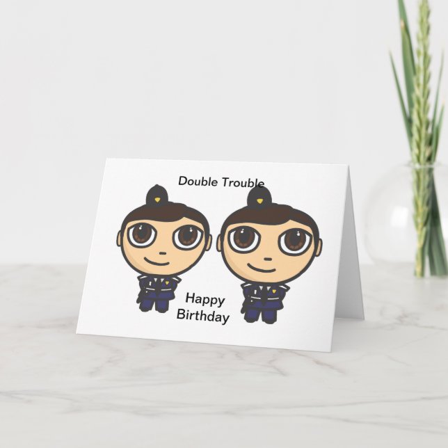 La police double problème Bonne carte d'anniversai (Devant)