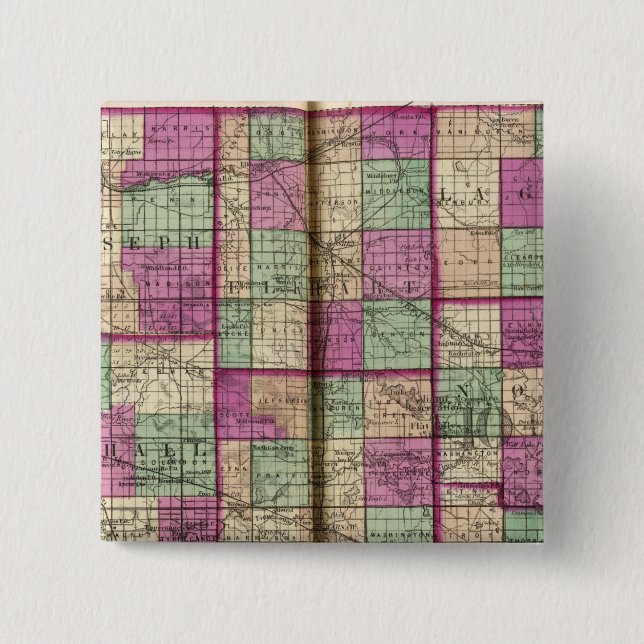 La Porte County and St Joseph County 2 Inch Square Button (Front)
