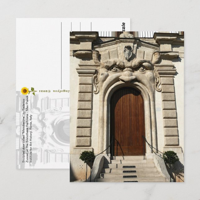 La porte de la Bibliotheca Hertziana. Carte postal (Devant / Derrière)