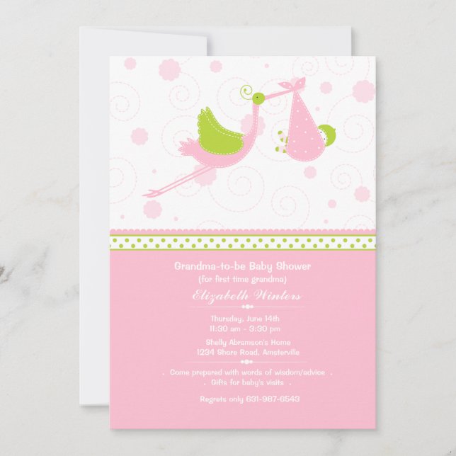 La première invitation de grand-mère à Baby shower (Devant)