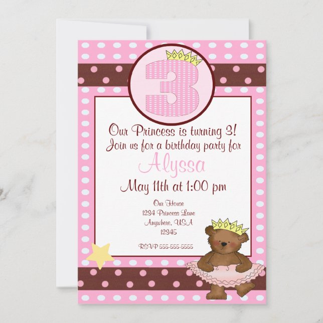 La princesse porte des filles Invitation pour le t (Devant)