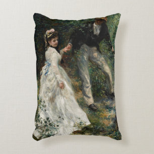 La Promenade Renoir Couple Walking Painting Art Accent Pillow