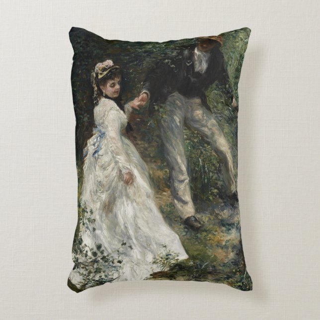 La Promenade Renoir Couple Walking Painting Art Accent Pillow (Front(Vertical))