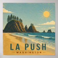 La Push, Bébé! Affiches d'art de voyage côtiers vi