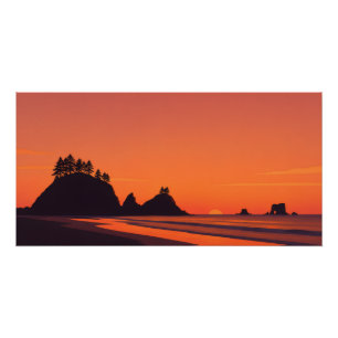 La Push Washington Sunset Minimalist Coastal Poster