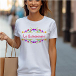 La Quinceanera Mexican Fiesta Floral Birthday T-Shirt<br><div class="desc">Personalized Quinceanera T-Shirt - the template is set up ready for you to add your name to the back, if you wish. This colourful floral design features borders of Mexican fiesta flowers, surrounding pink, hand lettered typography. The wording reads "La Quinceañera" - which is perfect for the 15th birthday party...</div>