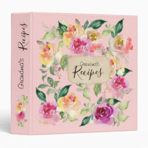 La recette de la grand-mère florale rose Classeur 