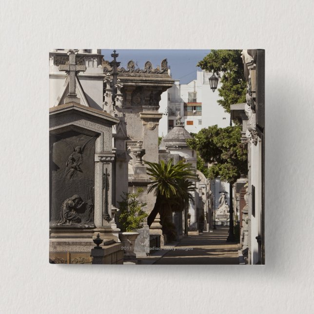 La Recoleta Cemetery in Buenos Aires 2 Inch Square Button (Front)