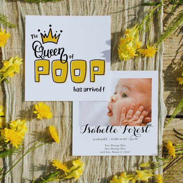 La reine de POOP est arrivée Faire-part de naissan (Créateur téléchargé)