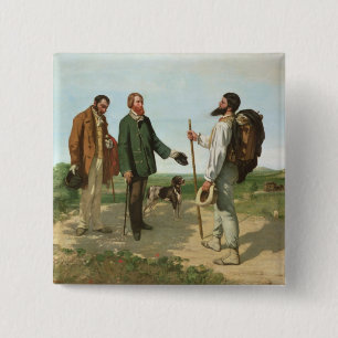 La Rencontre, or Bonjour Monsieur Courbet, 1854 2 Inch Square Button
