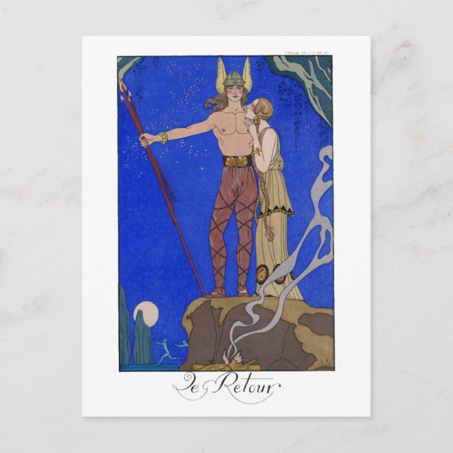 La Retour Fashion Plate by George Barbier Postcard (Front)