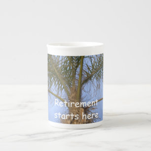 La Retraite Commence Ici Palm Tree Bone China Mug